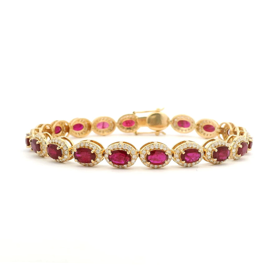 18K Gold Ruby and Diamond Bracelet, Rose Cut