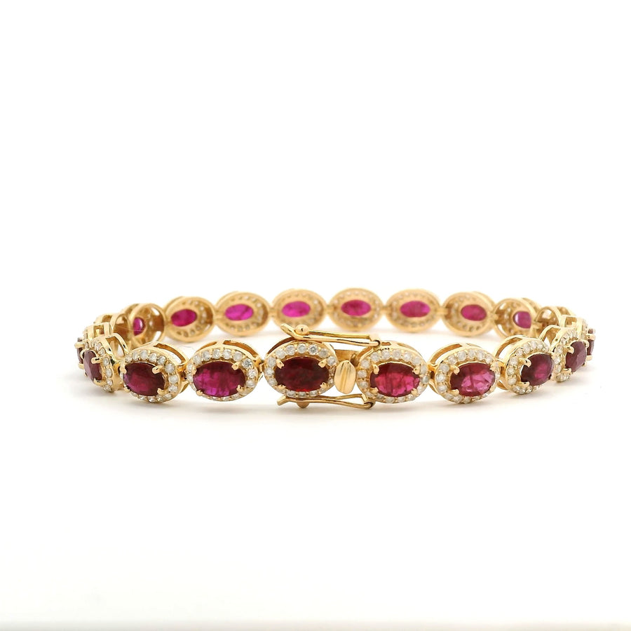 18K Gold Ruby and Diamond Bracelet, Rose Cut