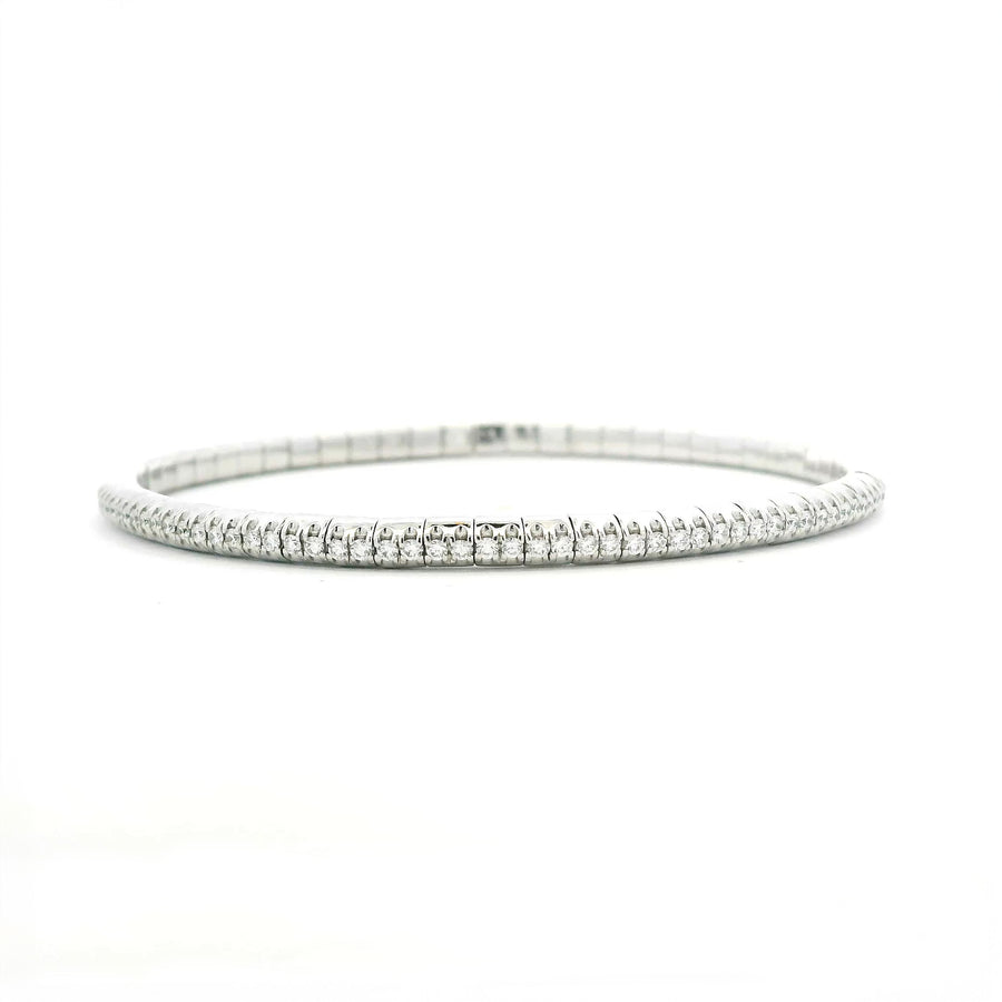 18K Stretch Round Diamond Mini Tennis Bracelet, 1.3  Carats,Lab Grown