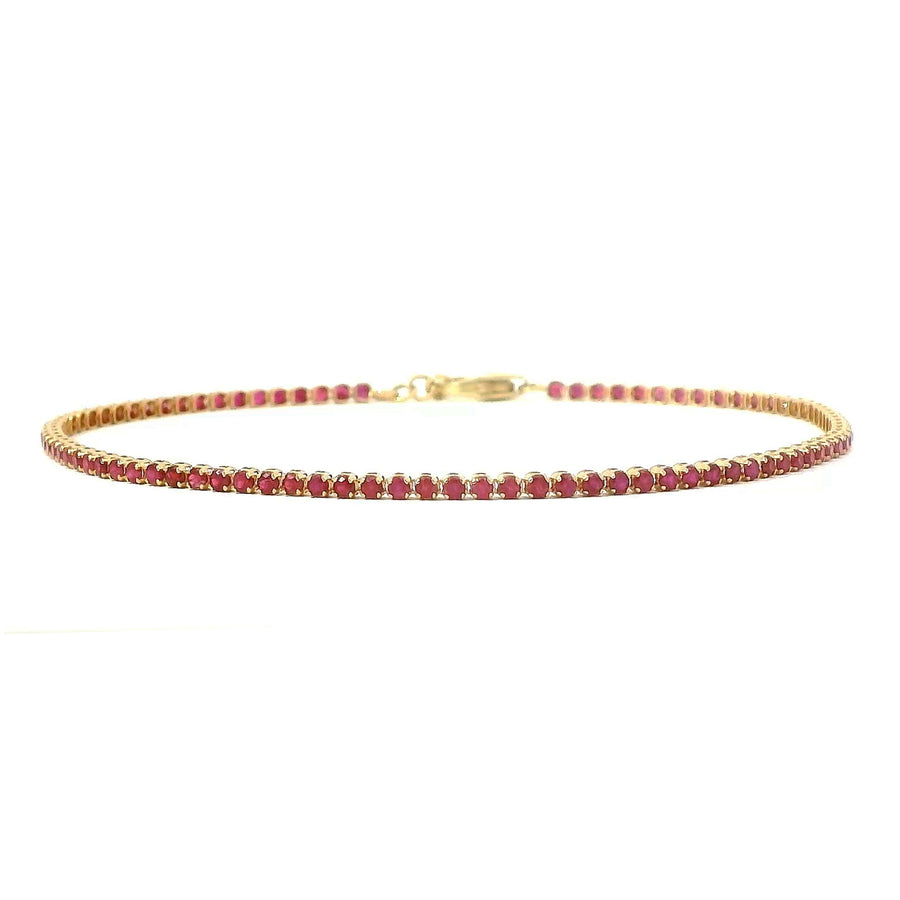 Mini 14K Gold and Ruby Tennis Bracelet, Invisible Setting