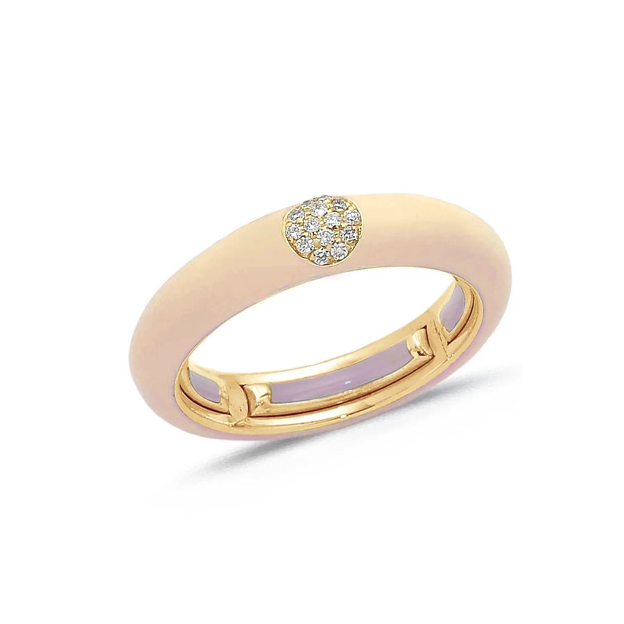 18K Gold Enamel and Circle Diamond Stretch Ring, 4.4 mm