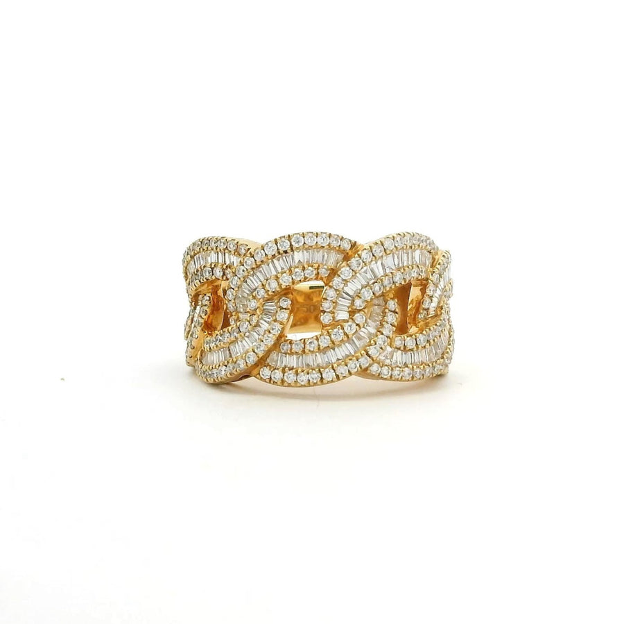 18K Gold Diamond Cuban Link Ring