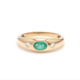 14K & 18K Gold  Emerald and Diamond Baby Dome Ring