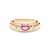 14K & 18K Gold  Pink Sapphire and Diamond Baby Dome Ring