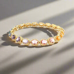 Bracelet 18K Gold Rainbow and Diamond Bracelet, Rose Cut