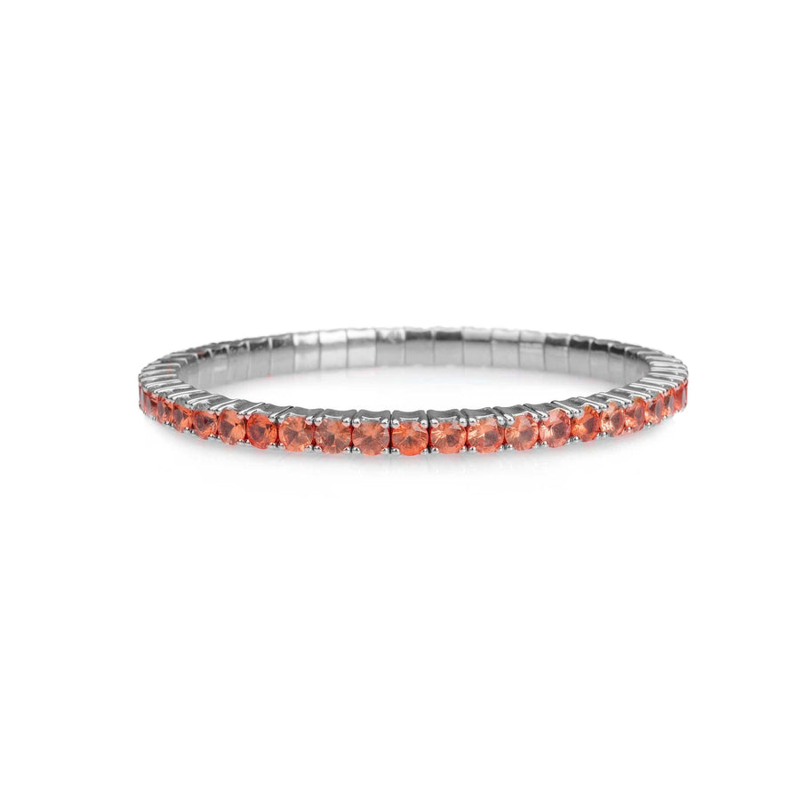 Bracelet XS:  45mm / White Gold / 8.55-10.83 Carats Orange Sapphires TW Stretch & Stack Orange Sapphire Tennis Bracelet, 8.55-18 Carats