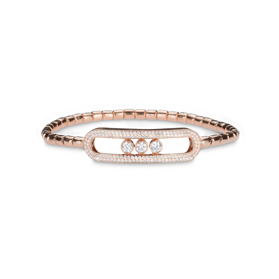 Bracelets 14K & 18K Gold and Micro-Pave Three Diamond Stretch Bracelet