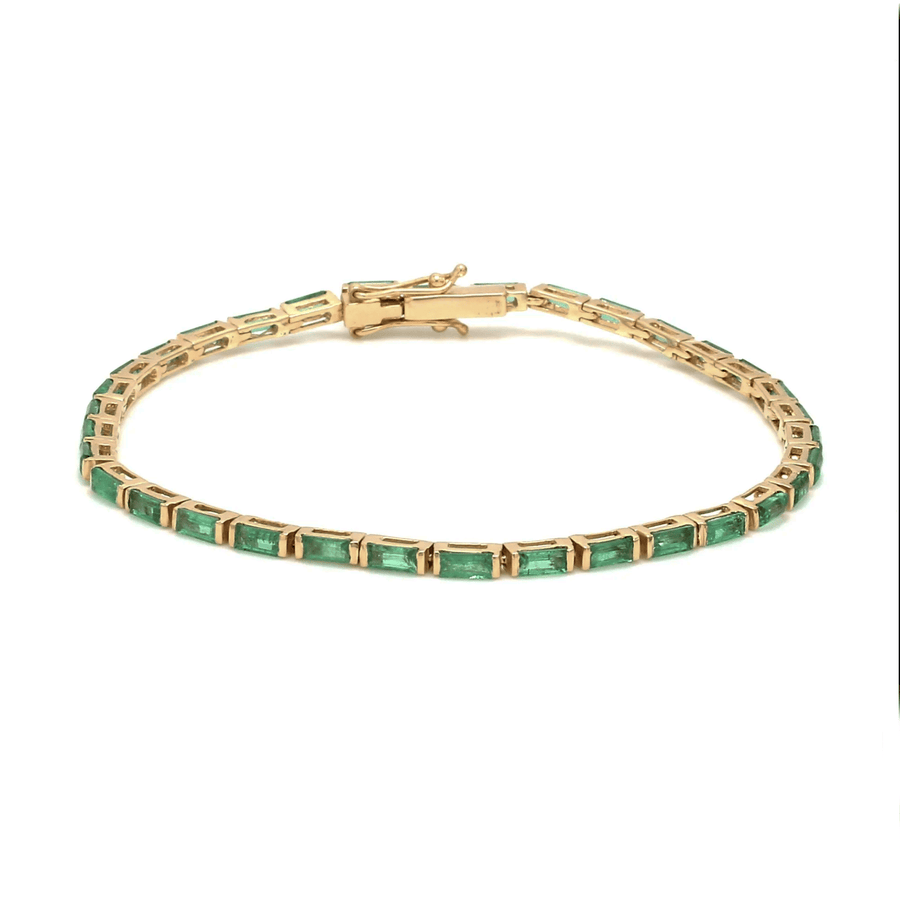 Bracelets 14K & 18K Gold Emerald Baguette Tennis Anklet, East West