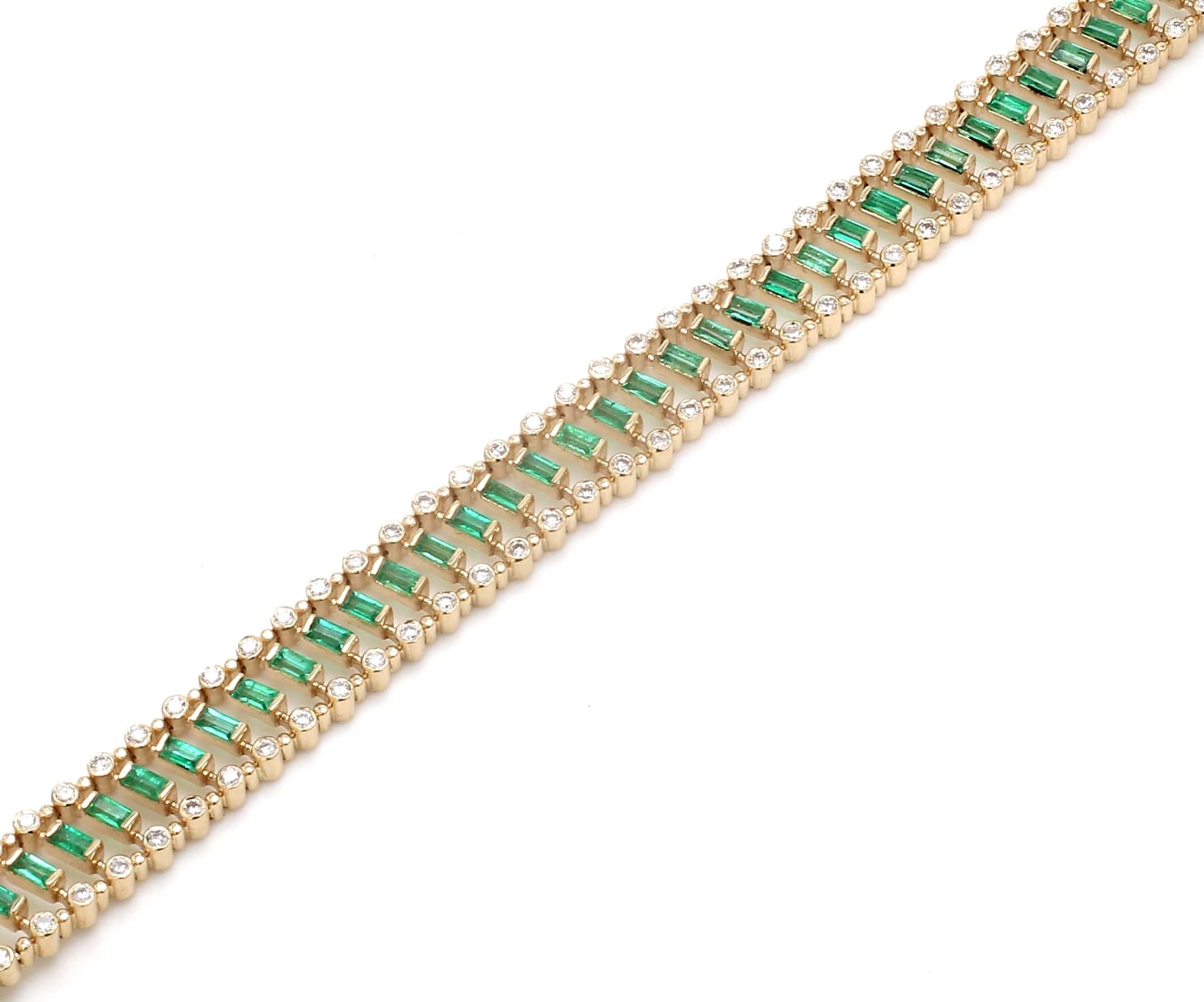 Bracelets 14K & 18K Gold Emerald Dot-Dash Bracelet