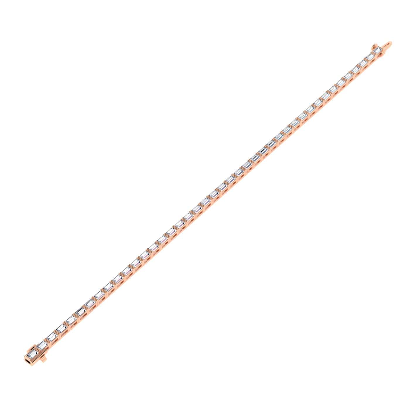 Bracelets 14K & 18K Gold horizontal Baguette Cut DiamondTennis Bracelet 7 ct, 4-prong setting, Lab Grown