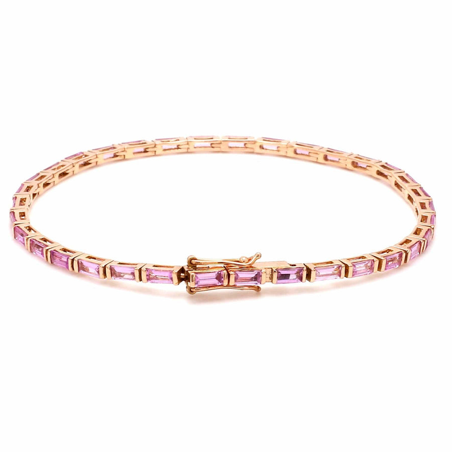 Bracelets 14K & 18K Gold Pink Sapphire Baguette Tennis Anklet, East West