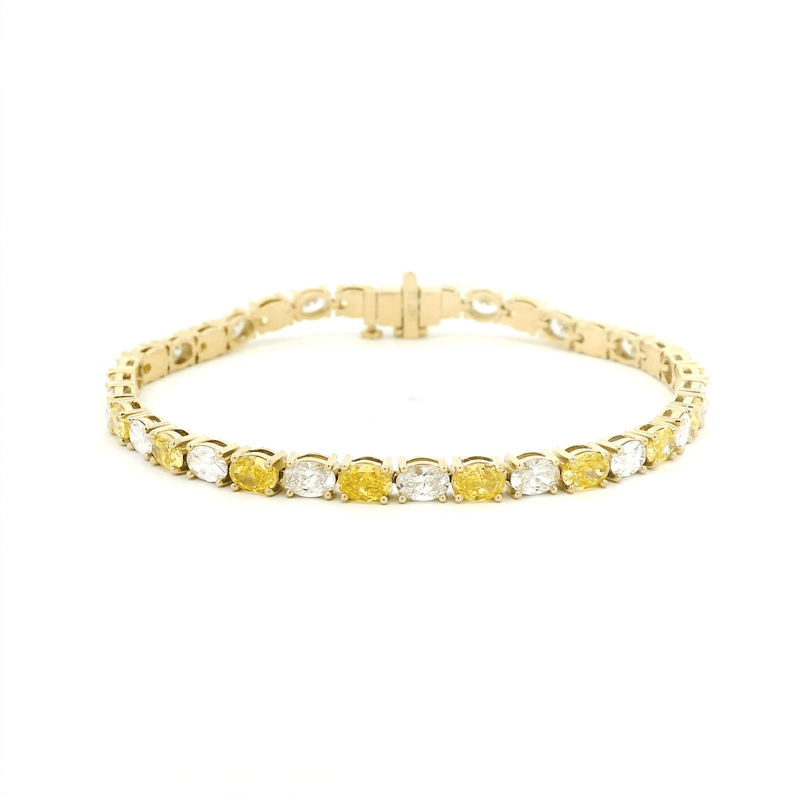 Bracelets 14K or 18K Gold East West Yellow and White Oval Diamond 8.76 carats Tennis Bracelet, Lab Grown