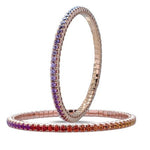 Bracelets 18K Gold Stretch Rainbow Sapphire Tennis Bracelet, 2.25-8.58 Carats