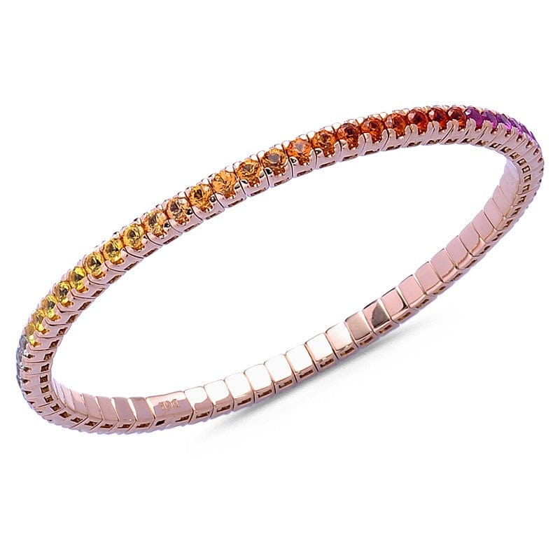 Bracelets 18K Gold Stretch Rainbow Sapphire Tennis Bracelet, 2.25-8.58 Carats