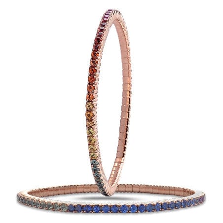 Bracelets 18K Gold Stretch Rainbow Sapphire Tennis Bracelet, 8.55-18 Carats
