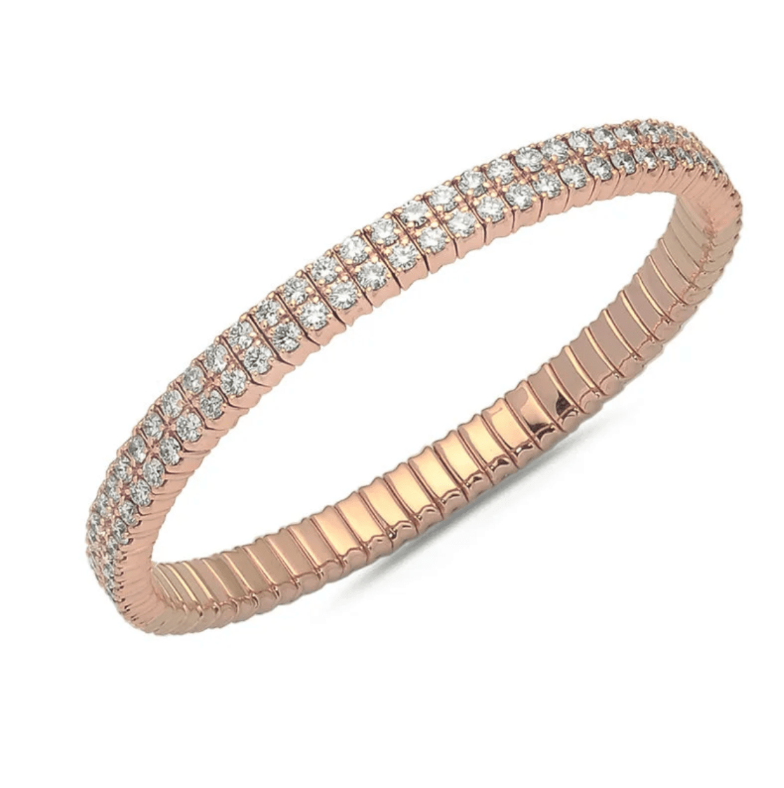 Bracelets 18K Stretch Round Double Diamond Tennis Bracelet, 5.54-7.5 Carats, Lab Grown