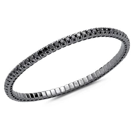 Bracelets 18K Stretch & Stack Black Round Diamond Tennis Bracelet, 6.75-16.2 Carats