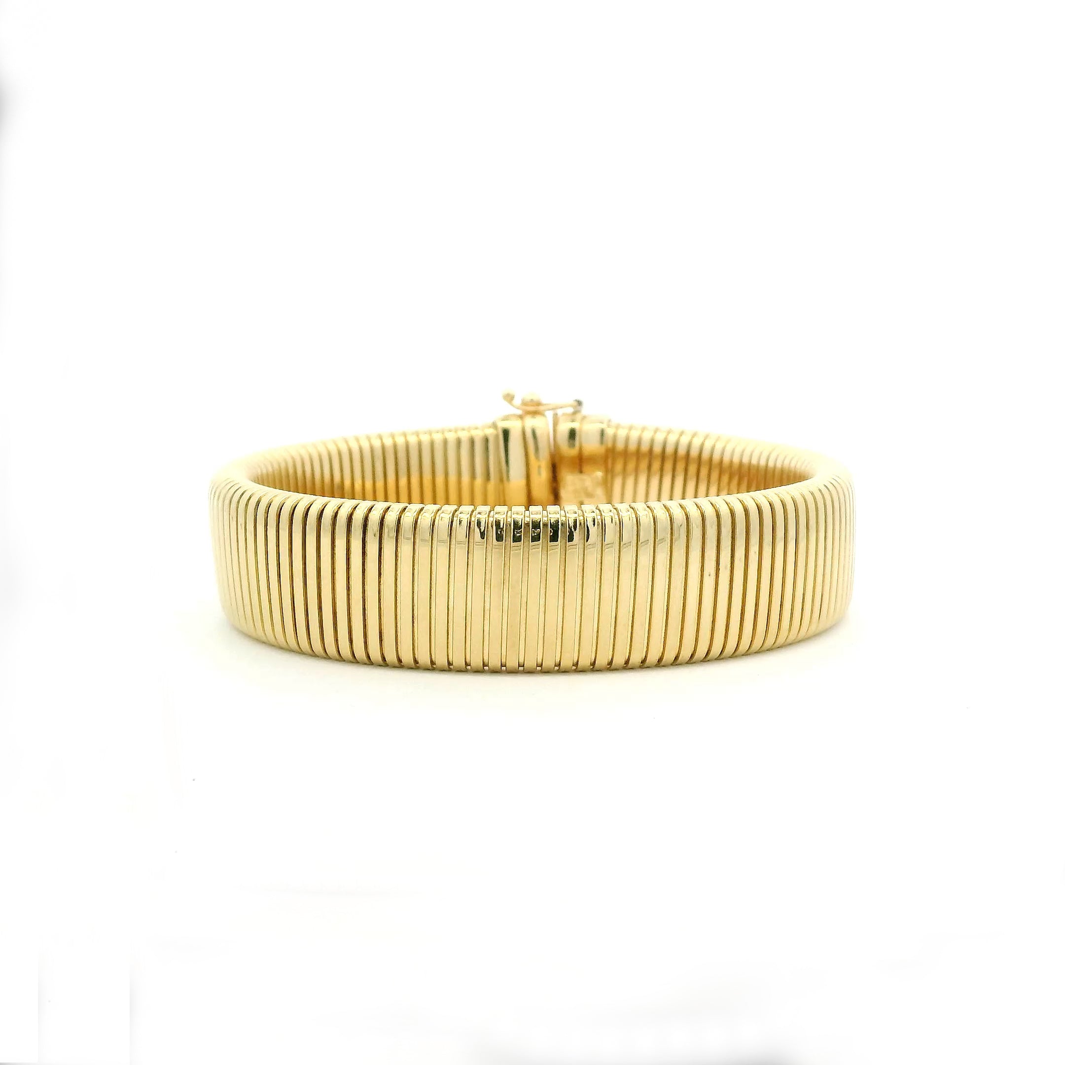 Bracelets 6.5" / Rose Gold / 14K 14K Gold Rolling Ribbed Bracelet