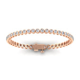 Bracelets 6.5" / Rose Gold / 14K 14K or 18K Gold Diamond Tennis Bracelet 2 ct bezel set, Lab Grown