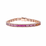 Bracelets 6.5" / Rose Gold 14K Gold Rainbow and Diamond Tennis Bracelet