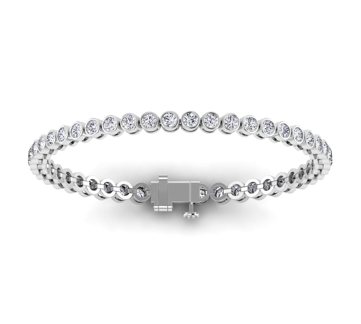 Bracelets 6.5" / White Gold / 14K 14K or 18K Gold Diamond Tennis Bracelet 2 ct bezel set, Lab Grown