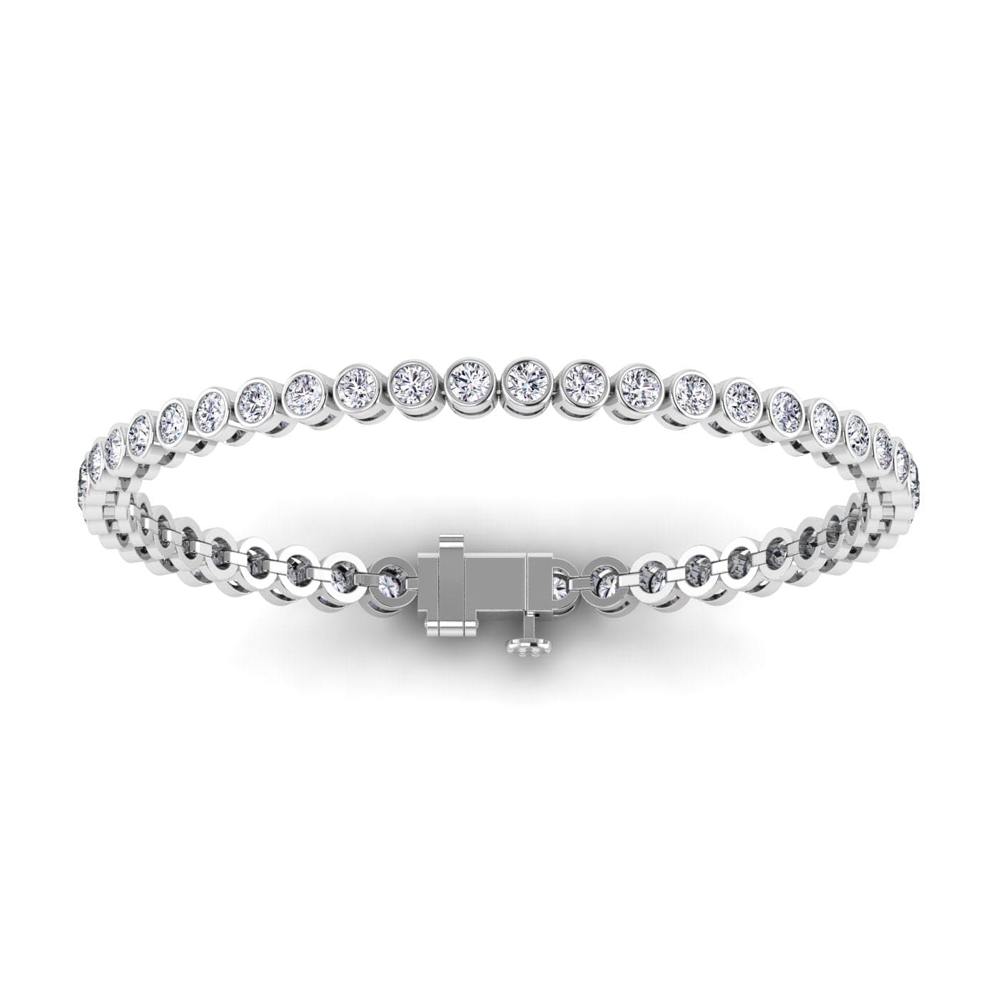 Bracelets 6.5" / White Gold / 14K 14K or 18K Gold Diamond Tennis Bracelet 2 ct bezel set, Lab Grown