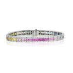 Bracelets 6.5" / White Gold 14K Gold Rainbow and Diamond Tennis Bracelet