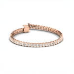 Bracelets 6" / Rose Gold / 14K 14K & 18K Gold and Emerald Cut Diamond 7-8 ct Tennis Bracelet Bezel Set, Lab Grown (Copy)