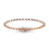 Bracelets 6" / Rose Gold / 14K 14K & 18K Gold horizontal Baguette Cut DiamondTennis Bracelet 7 ct, 4-prong setting, Lab Grown