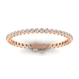 Bracelets 6" / Rose Gold / 14K 14K Gold and Diamond 6 ct Tennis Bracelet Bezel Set, Lab Grown