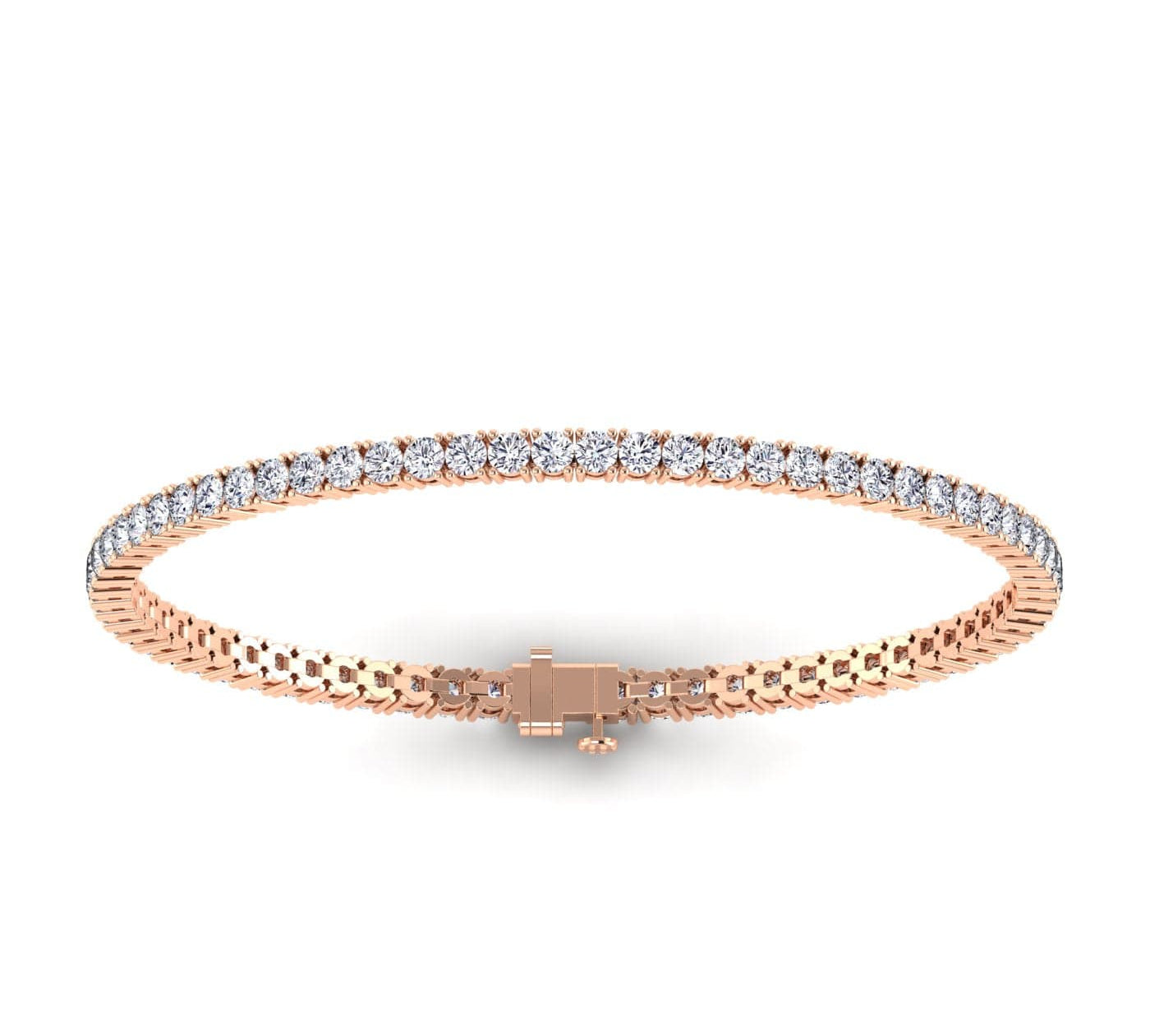 Bracelets 6" / Rose Gold / 14K 14K or 18K Gold Diamond Medium/Large Tennis Bracelet 4 ct 4-prong setting, Lab Grown