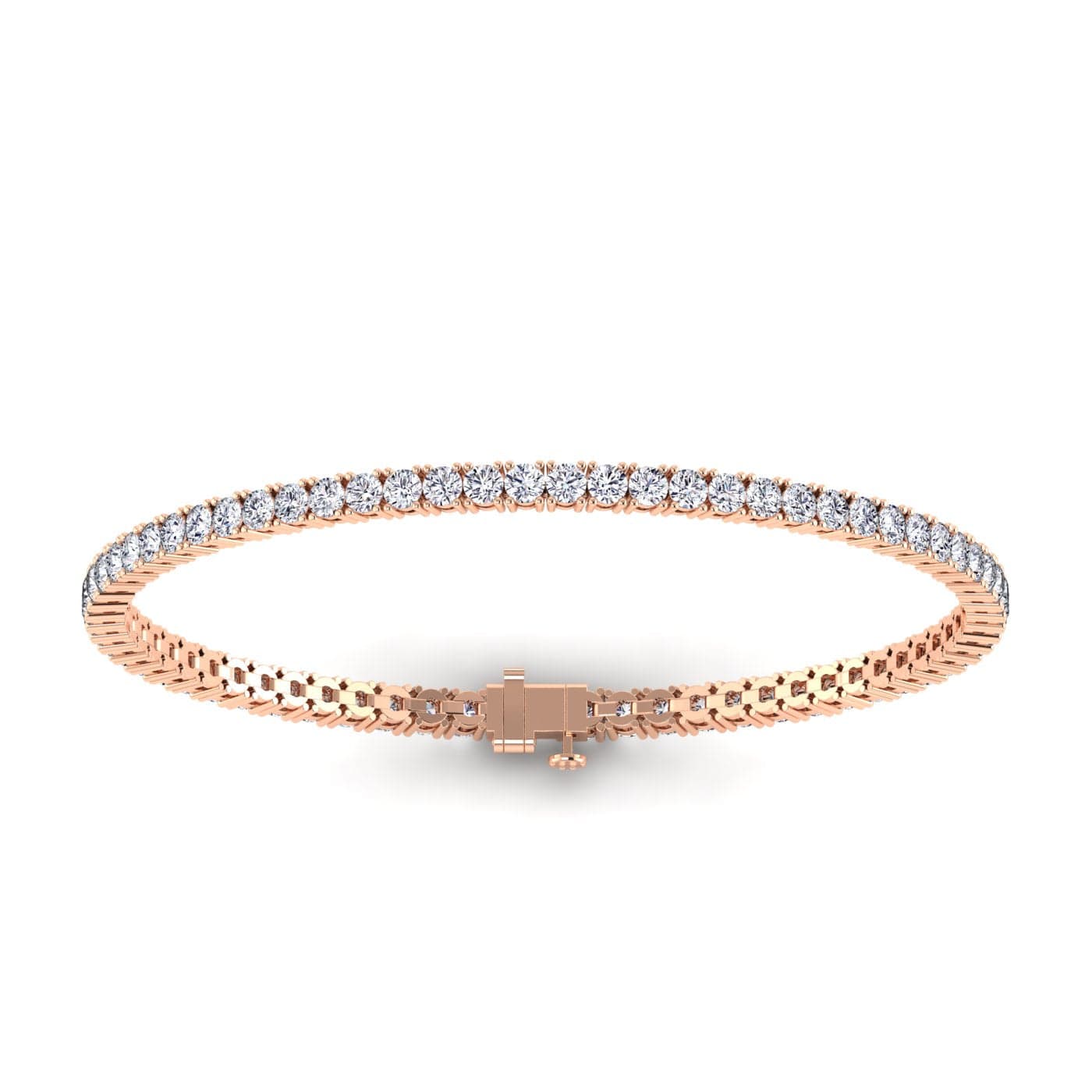 Bracelets 6" / Rose Gold / 14K 14K or 18K Gold Diamond Medium/Large Tennis Bracelet 4 ct 4-prong setting, Lab Grown