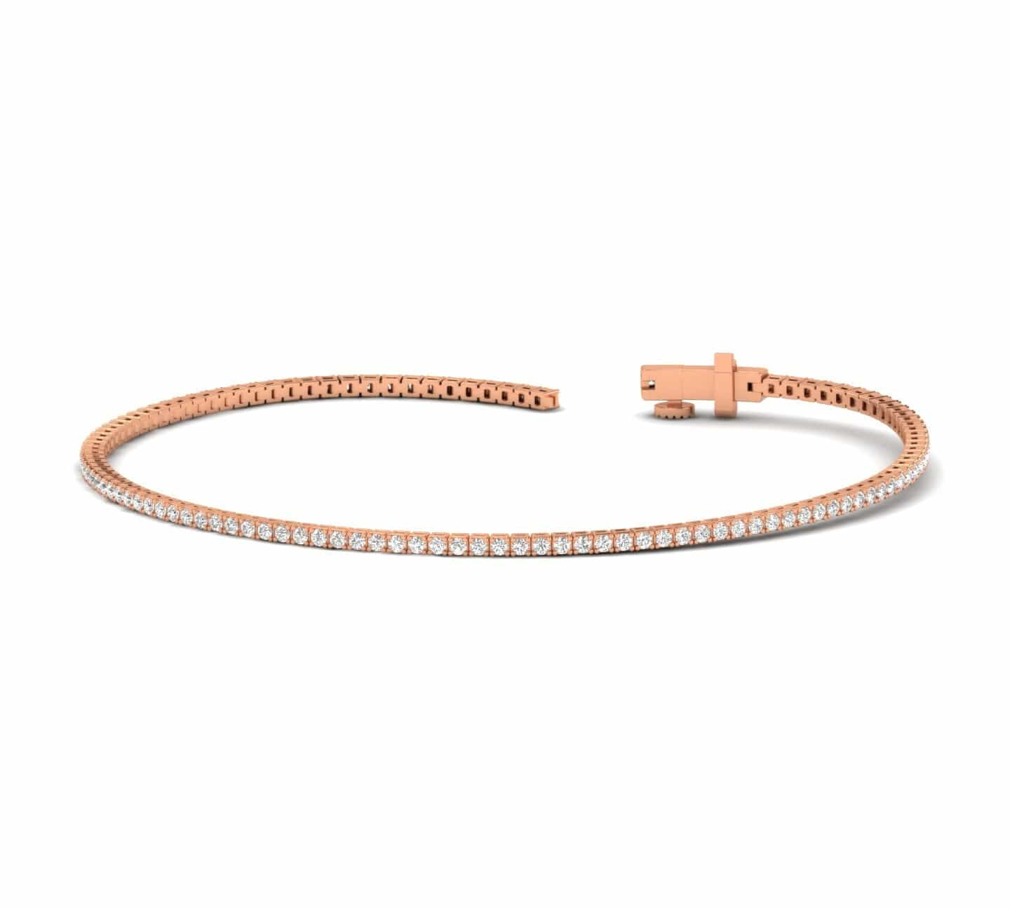 Bracelets 6" / Rose Gold / 14K 14K or 18K Gold Diamond Mini Tennis Bracelet 1.4 ct 4-prong setting, Lab Grown