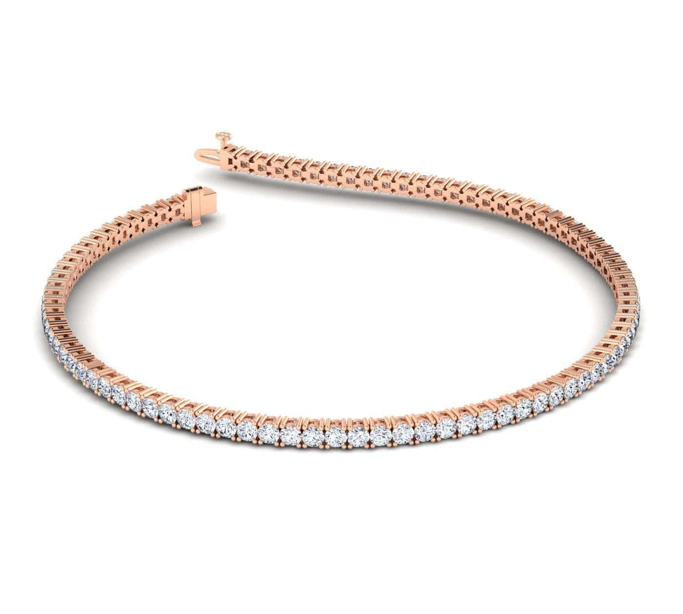 Bracelets 6" / Rose Gold / 14K 14K or 18K Gold Diamond Small Tennis Bracelet 2 ct 4-prong setting, Lab Grown