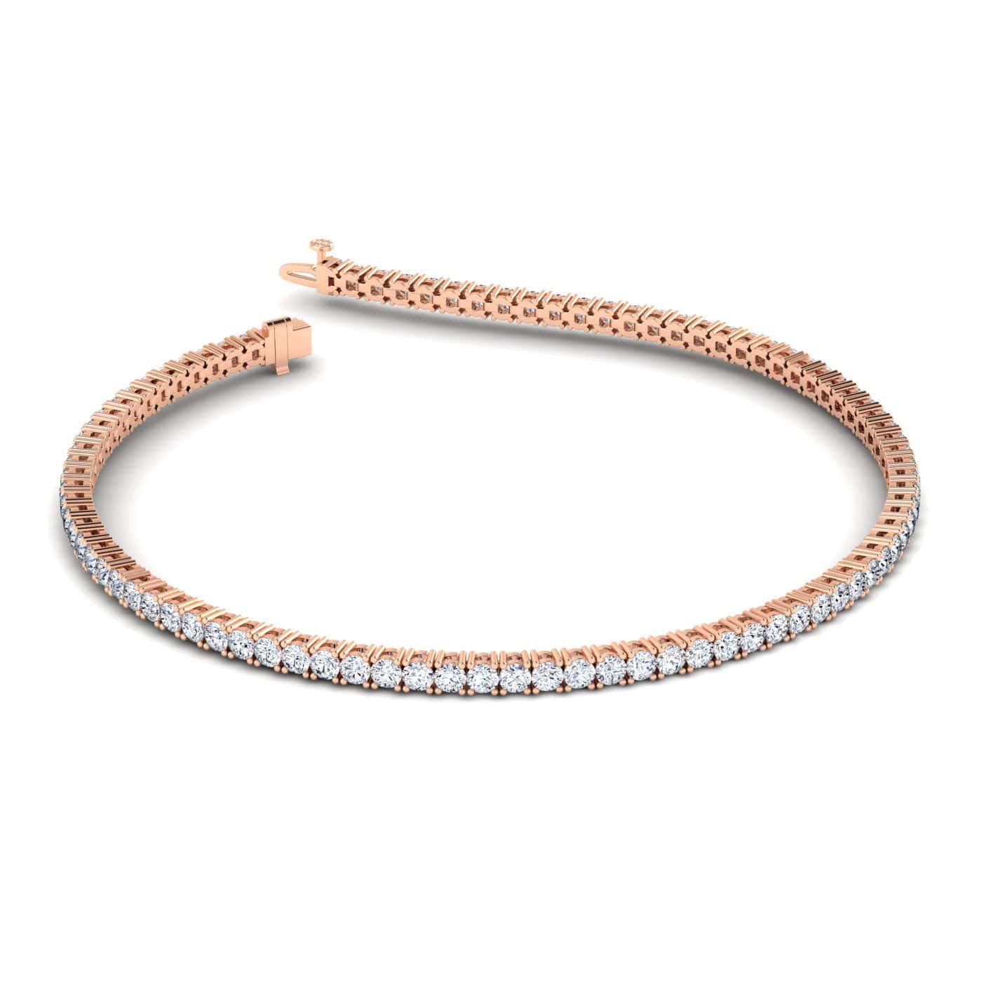 Bracelets 6" / Rose Gold / 14K 14K or 18K Gold Diamond Small Tennis Bracelet 2 ct 4-prong setting, Lab Grown