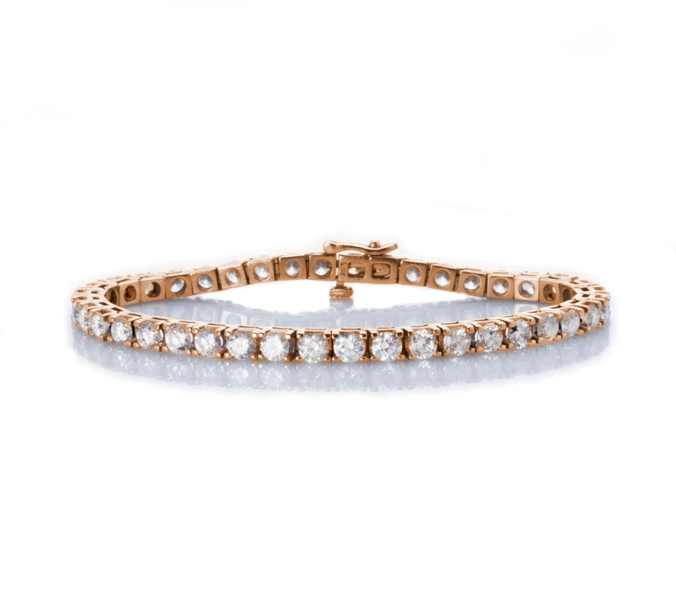 Bracelets 6" / Rose Gold / 14K Large 14K Gold and Diamond Tennis Bracelet 4-Prong Setting