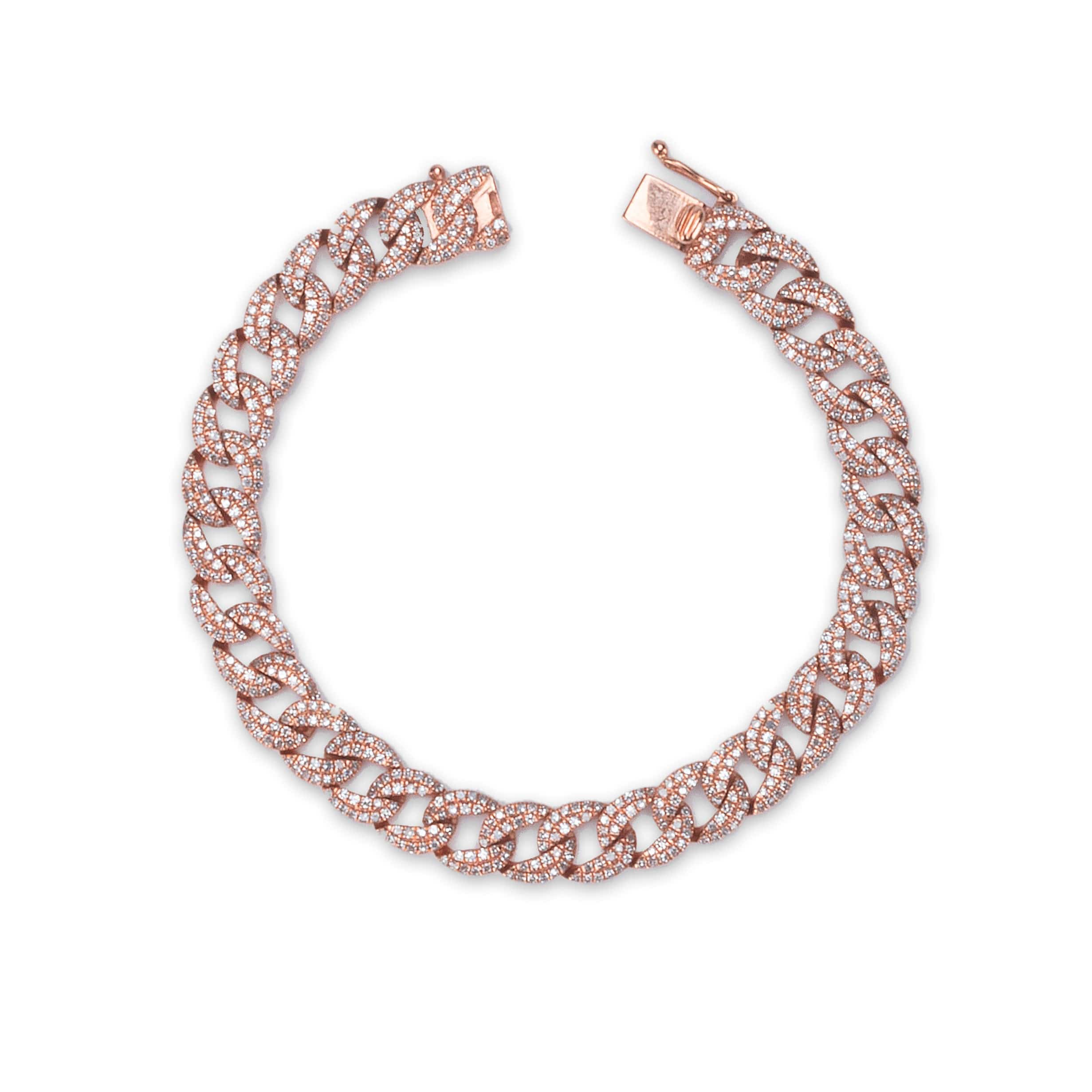 Bracelets 6" / Rose Gold Large 14K Gold and Micro-Pave Diamond Cuban Chain Bracelet Signature Piece