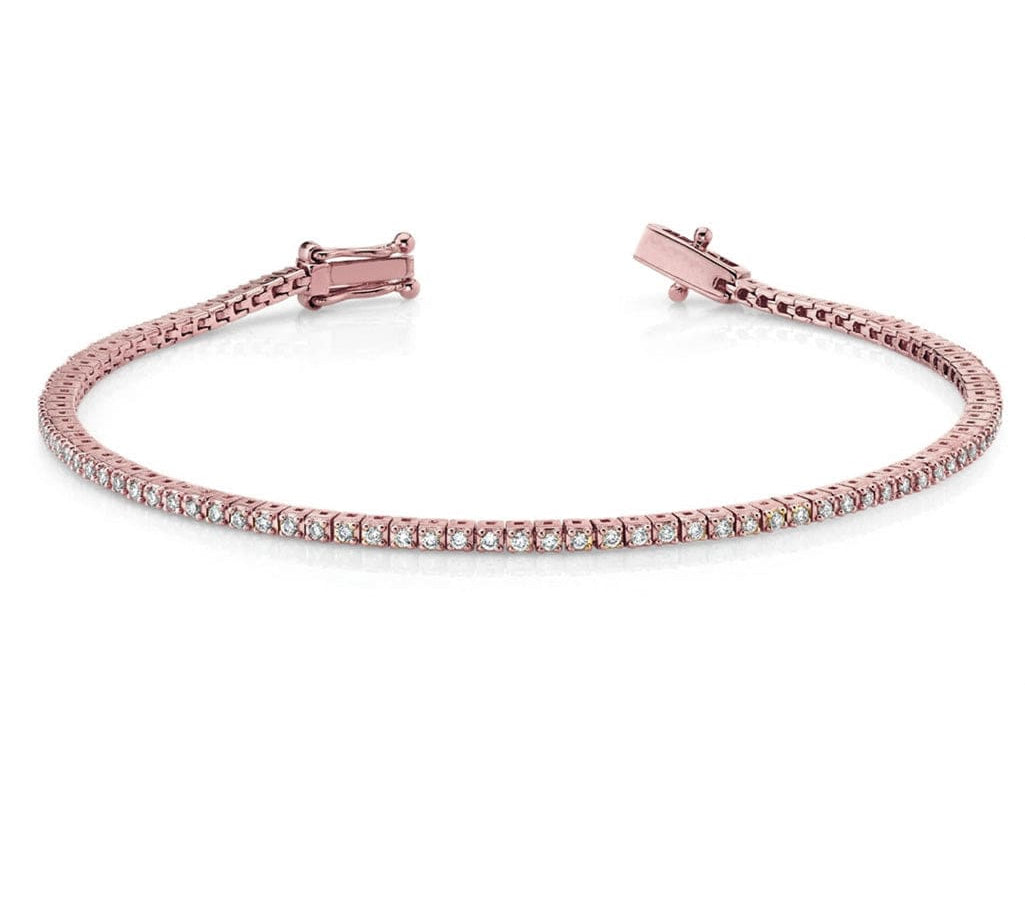 Bracelets 6" / Rose Gold Small 14K Gold and Diamond Tennis Bracelet