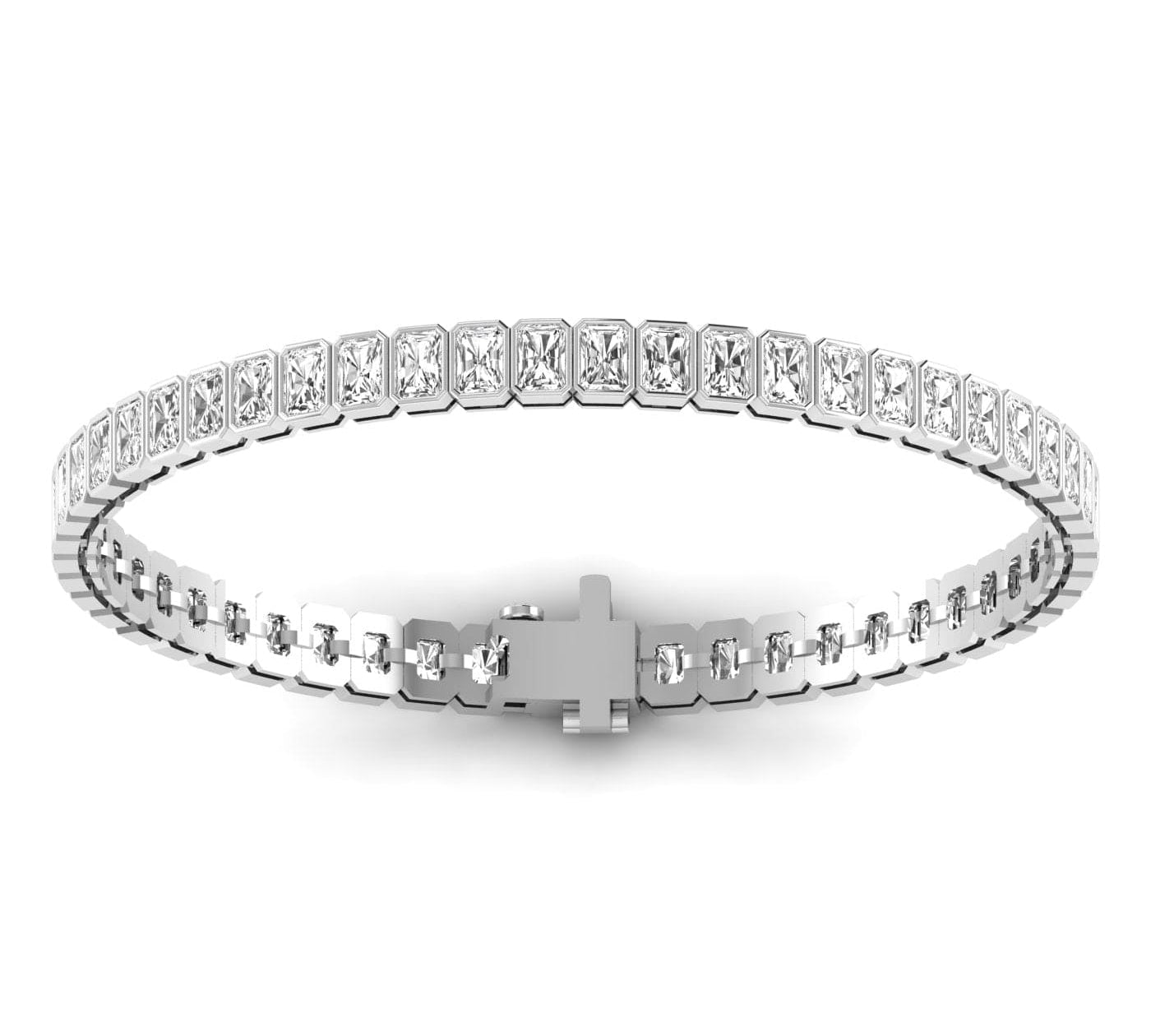 Bracelets 6" / White Gold / 14K 14K & 18K Gold and Radiant Cut Diamond 7-8 ct Tennis Bracelet Bezel Set, Lab Grown