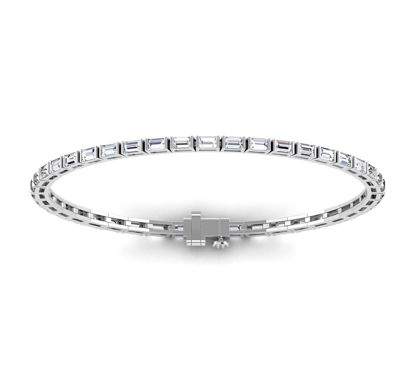 Bracelets 6" / White Gold / 14K 14K & 18K Gold horizontal Baguette Cut DiamondTennis Bracelet 7 ct, 4-prong setting, Lab Grown