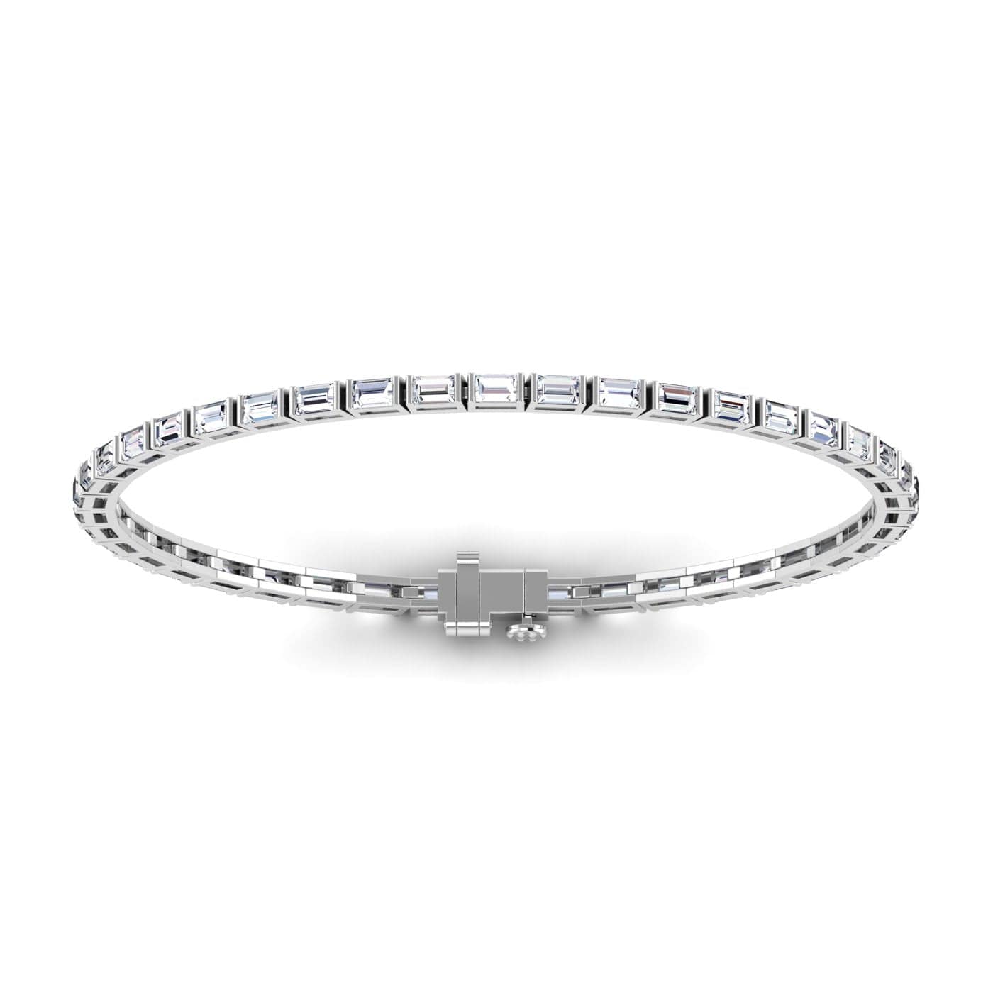 Bracelets 6" / White Gold / 14K 14K & 18K Gold horizontal Baguette Cut DiamondTennis Bracelet 7 ct, 4-prong setting, Lab Grown