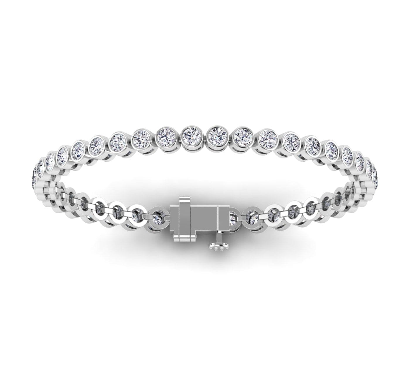 Bracelets 6" / White Gold / 14K 14K Gold and Diamond 6 ct Tennis Bracelet Bezel Set, Lab Grown