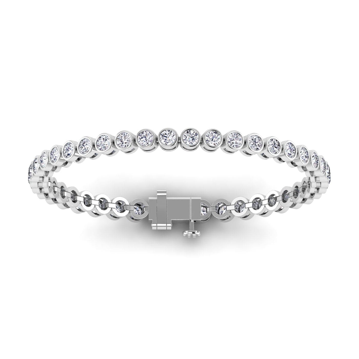 Bracelets 6" / White Gold / 14K 14K Gold and Diamond 6 ct Tennis Bracelet Bezel Set, Lab Grown