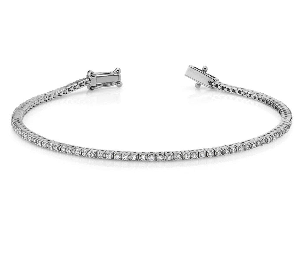 Bracelets 6" / White Gold Small 14K Gold and Diamond Tennis Bracelet