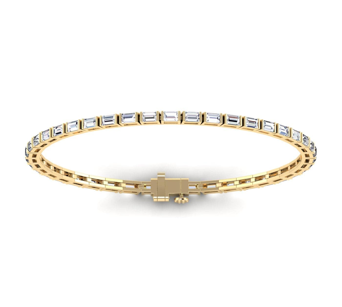 Bracelets 6" / Yellow Gold / 14K 14K & 18K Gold horizontal Baguette Cut DiamondTennis Bracelet 7 ct, 4-prong setting, Lab Grown