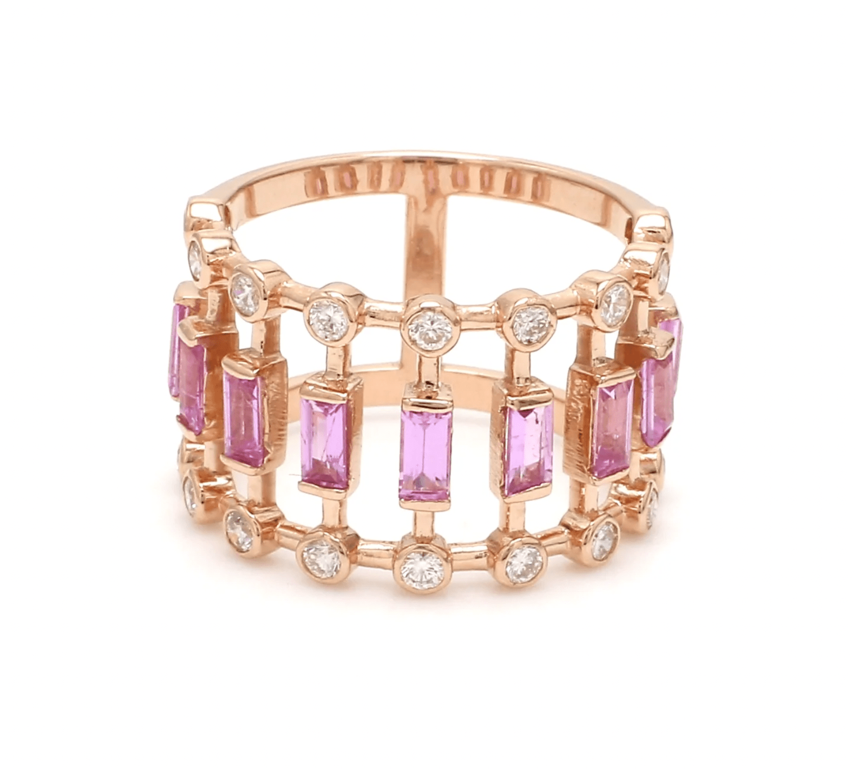 Bracelets 6" / yellow gold / 14K 14K & 18K Gold Pink Sapphire Dot-Dash Ring