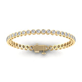 Bracelets 6" / Yellow Gold / 14K 14K Gold and Diamond 6 ct Tennis Bracelet Bezel Set, Lab Grown