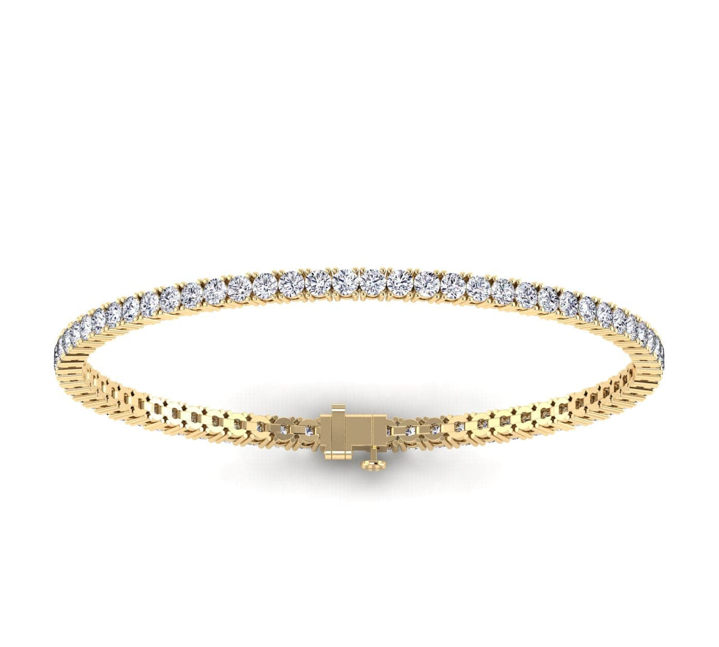 Bracelets 6" / Yellow Gold / 14K 14K or 18K Gold Diamond Medium/Large Tennis Bracelet 4 ct 4-prong setting, Lab Grown