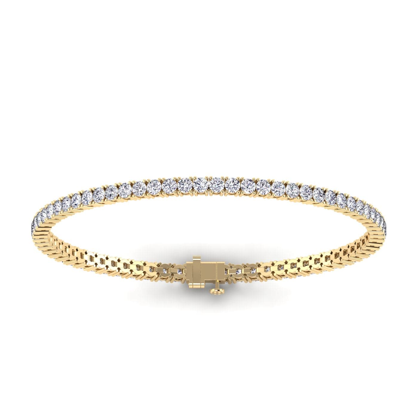 Bracelets 6" / Yellow Gold / 14K 14K or 18K Gold Diamond Medium/Large Tennis Bracelet 4 ct 4-prong setting, Lab Grown