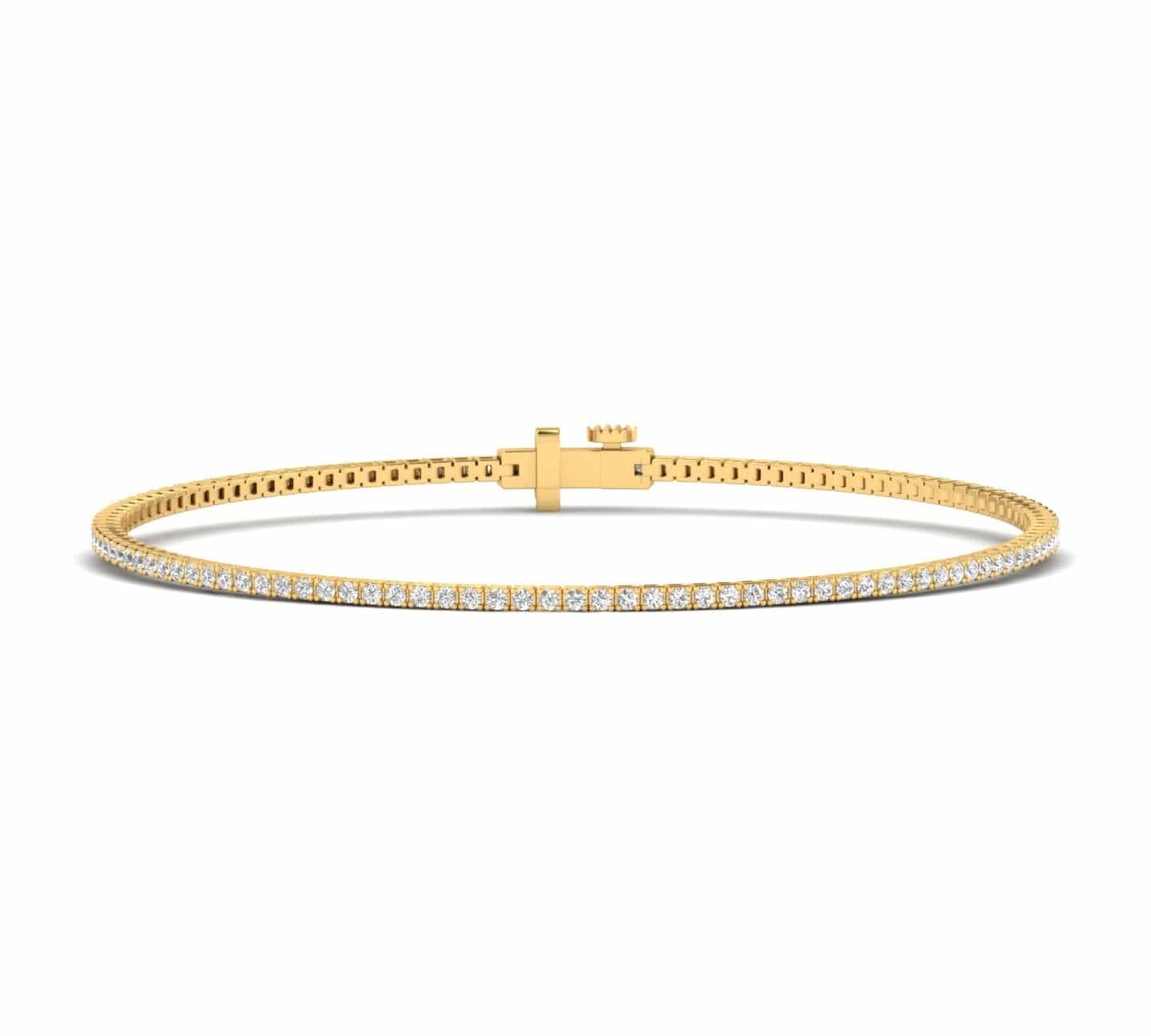 Bracelets 6" / Yellow Gold / 14K 14K or 18K Gold Diamond Mini Tennis Bracelet 1.4 ct 4-prong setting, Lab Grown